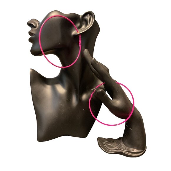 Large Pink Hoop Earrings - Bold Statement Jewelry For Women - Picture 1 of 4